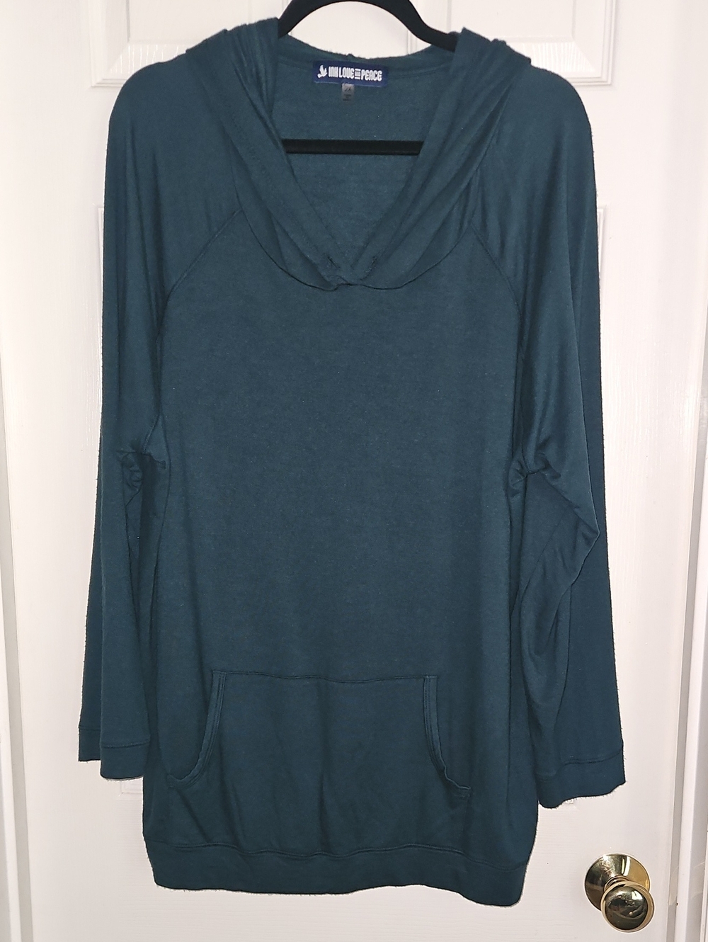 2x Teal Green Hoodie With Front Pockets Ink Love & Peace Soft, Long!